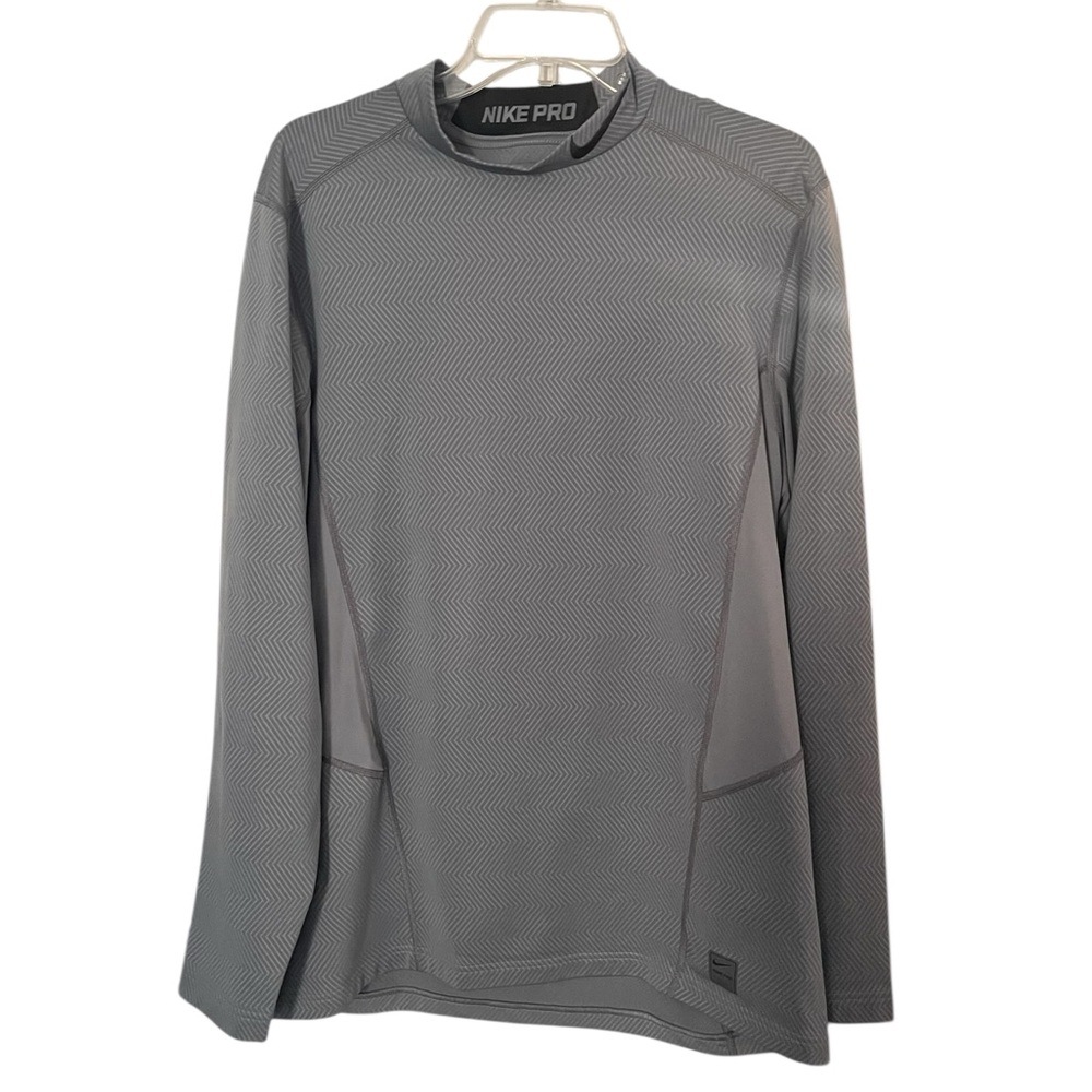Nike Pro Combat Men’s Size XL long sleeve athletic shirt Gray Black performance